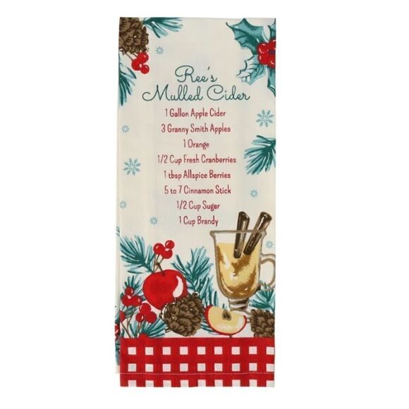 The Pioneer Woman Mulled Cider and Peppermint Bark Kitchen hand towels set of 4 - Picture 2 of 7